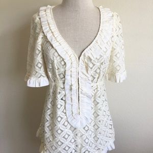 Nanette Lepore Ivory Lace Blouse